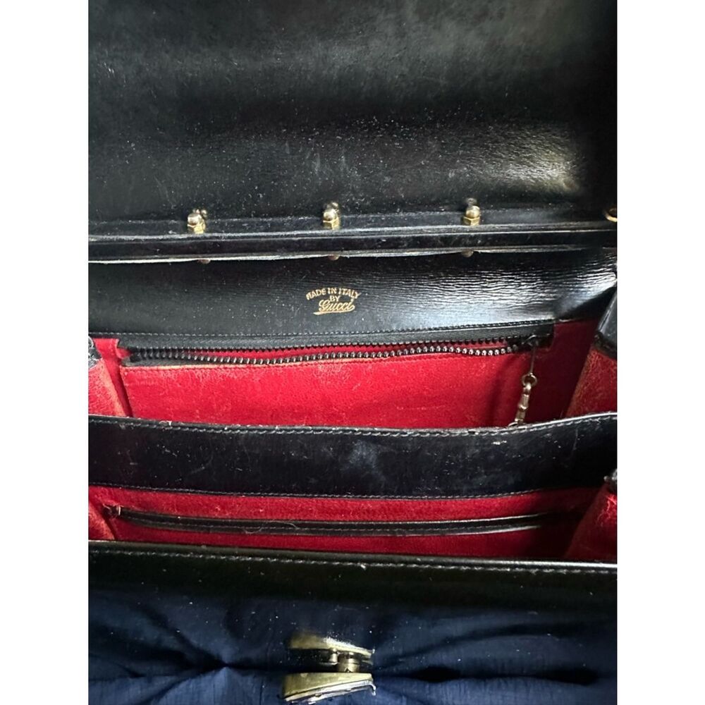 Gucci Black Patent Shoulder Bag with Bamboo Accent - Picture 12 of 14